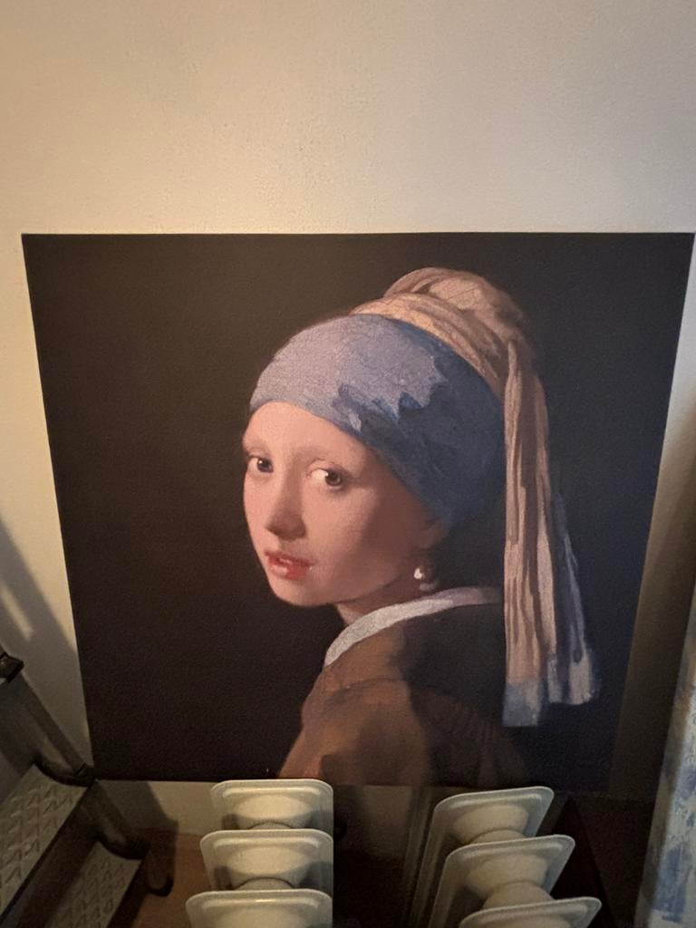 J Vermeer decoratie, Huis en Inrichting, Ophalen of Verzenden, Zo goed als nieuw, Schilderij, Minder dan 50 cm