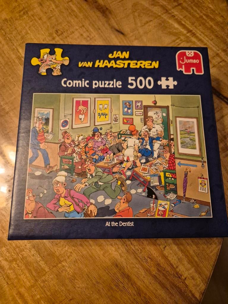 Jan van Haasteren puzzel 500 stukjes 'bij de tandarts', Ophalen of Verzenden, 500 t/m 1500 stukjes, Zo goed als nieuw, Legpuzzel