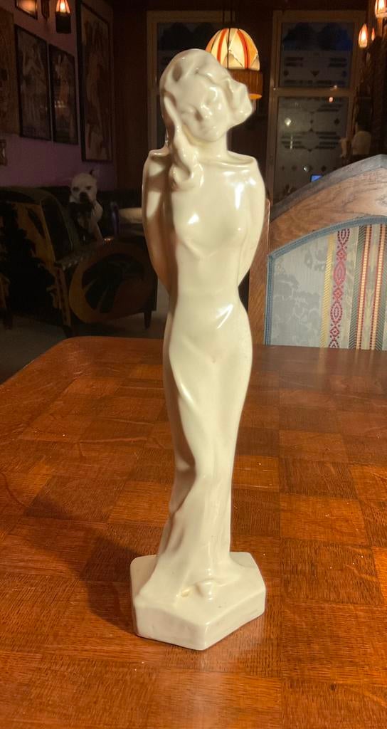 Plateel Art Deco Dame, Antiek en Kunst, Antiek | Keramiek en Aardewerk, Ophalen of Verzenden