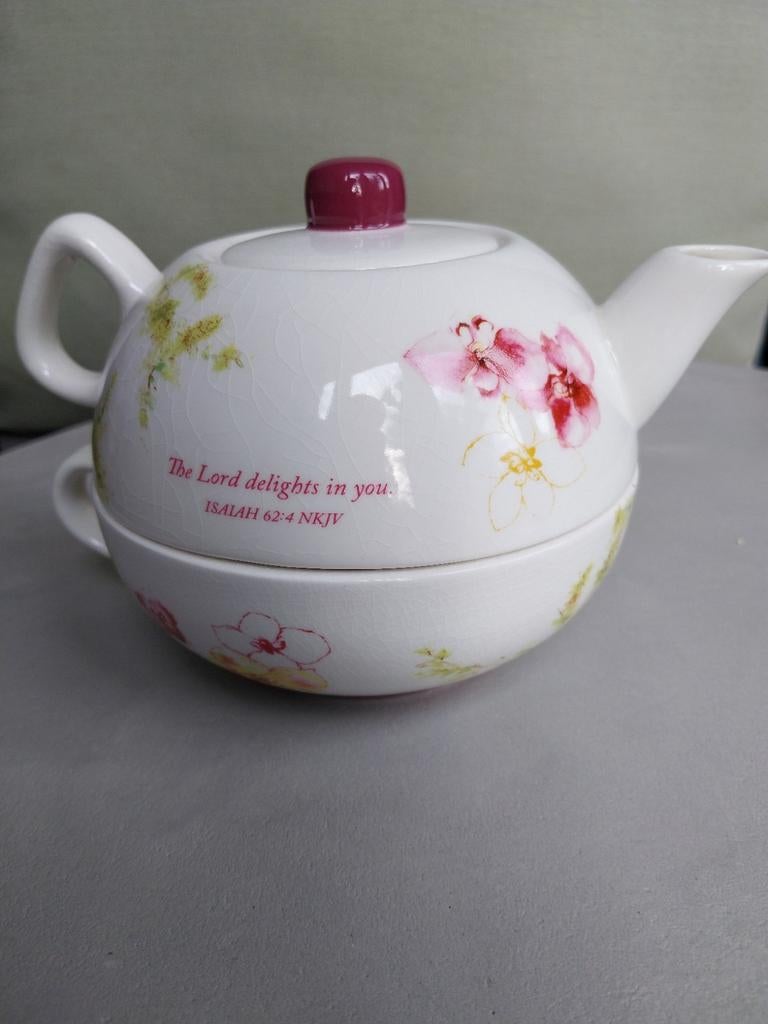 Theepotje met kopje, bloemenprint, Huis en Inrichting, Keuken | Servies, Ophalen of Verzenden