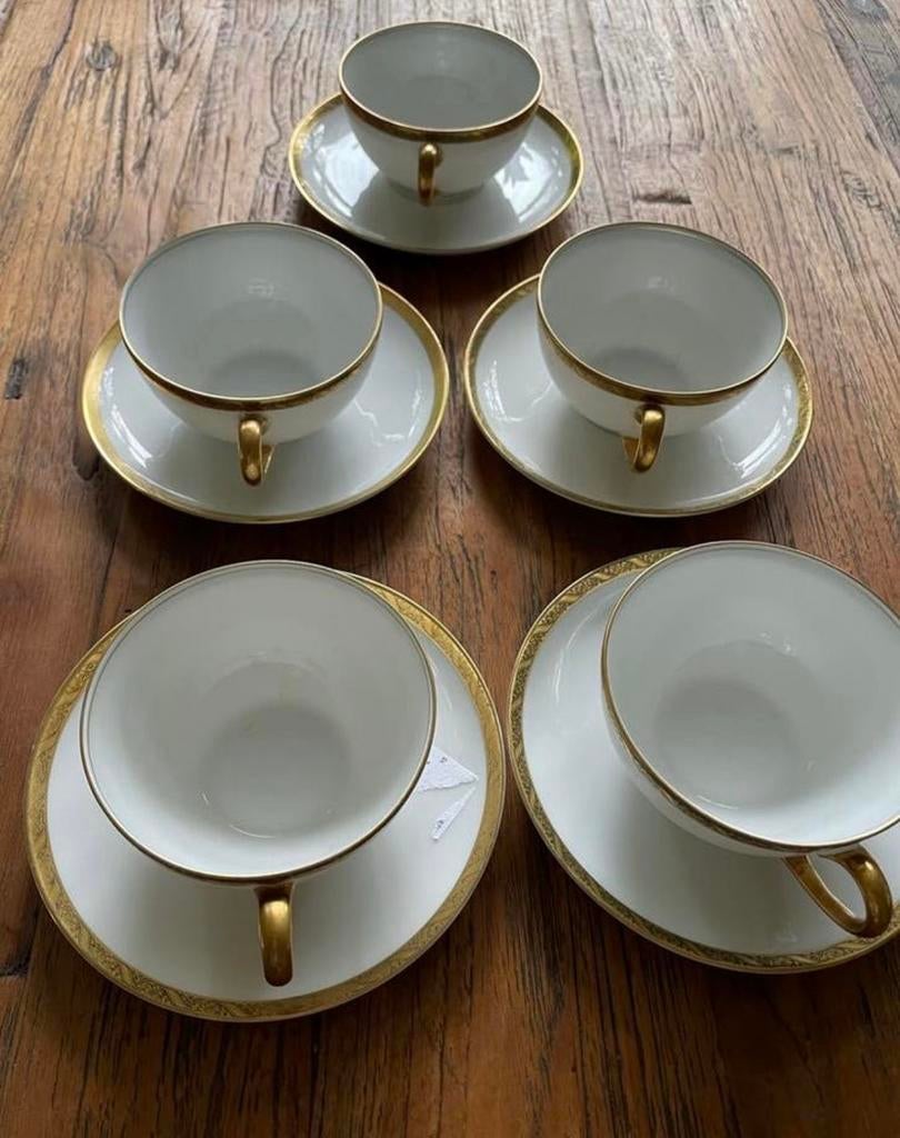 Rosenthal servies - 5 kop en schotels met gouden rand, Ophalen of Verzenden