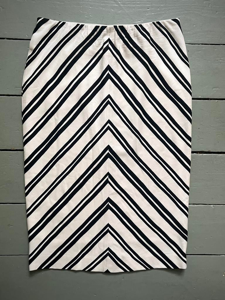 MarcCain gestreepte kokerrok zwart wit N3 38, Kleding | Dames, Rokken, Zo goed als nieuw, Maat 38/40 (M), Zwart, Knielengte, Ophalen of Verzenden