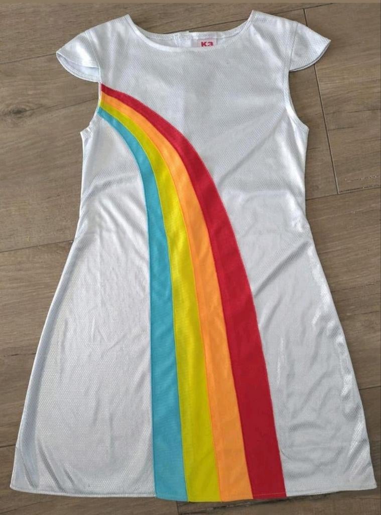 K3 Jurkje Zilver met Regenboog Streep - Maat 9-12 jaar, Kinderen en Baby's, Carnavalskleding en Verkleedspullen, Ophalen of Verzenden
