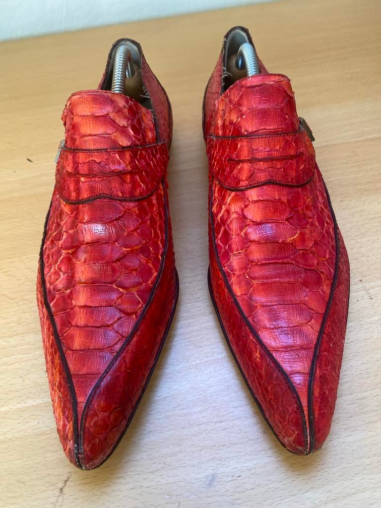 Rode python leren loafers met gesp Cesare Paciotti maat 42, Loafers, Overige kleuren, Verzenden, Zo goed als nieuw