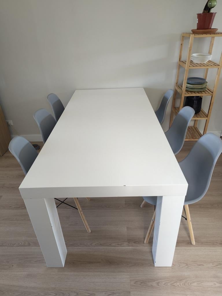 Witte eettafel 190x90 cm, Ophalen, Overige materialen, Gebruikt, 50 tot 100 cm