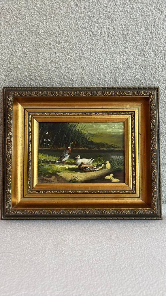 Uniek vintage Schilderij eendjes, Antiek en Kunst, Ophalen of Verzenden