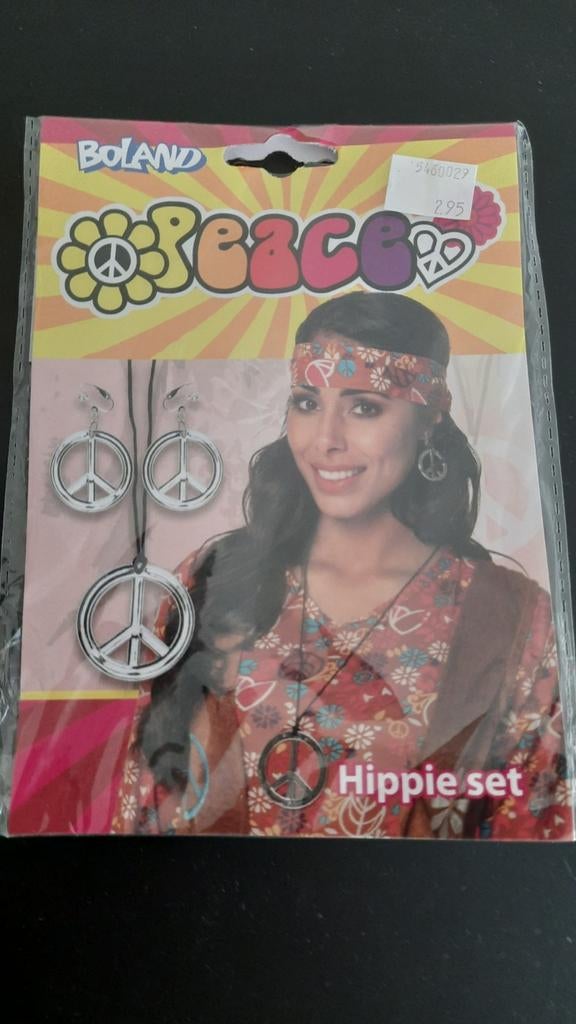 Boland Hippie Set: Oorbellen, Ketting met Peace Teken, Ophalen of Verzenden, Nieuw, Accessoires