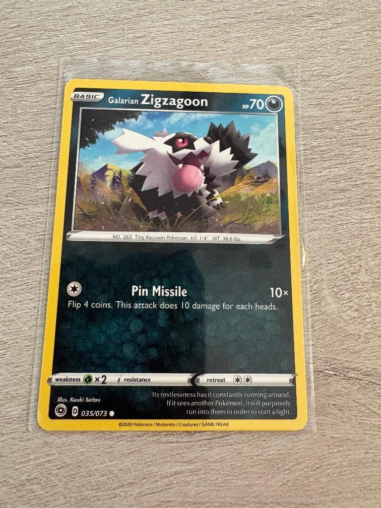 Galaran Zigzagoon 035/073 Champion's Path - Pokémon Kaart, Ophalen of Verzenden, Nieuw, Losse kaart