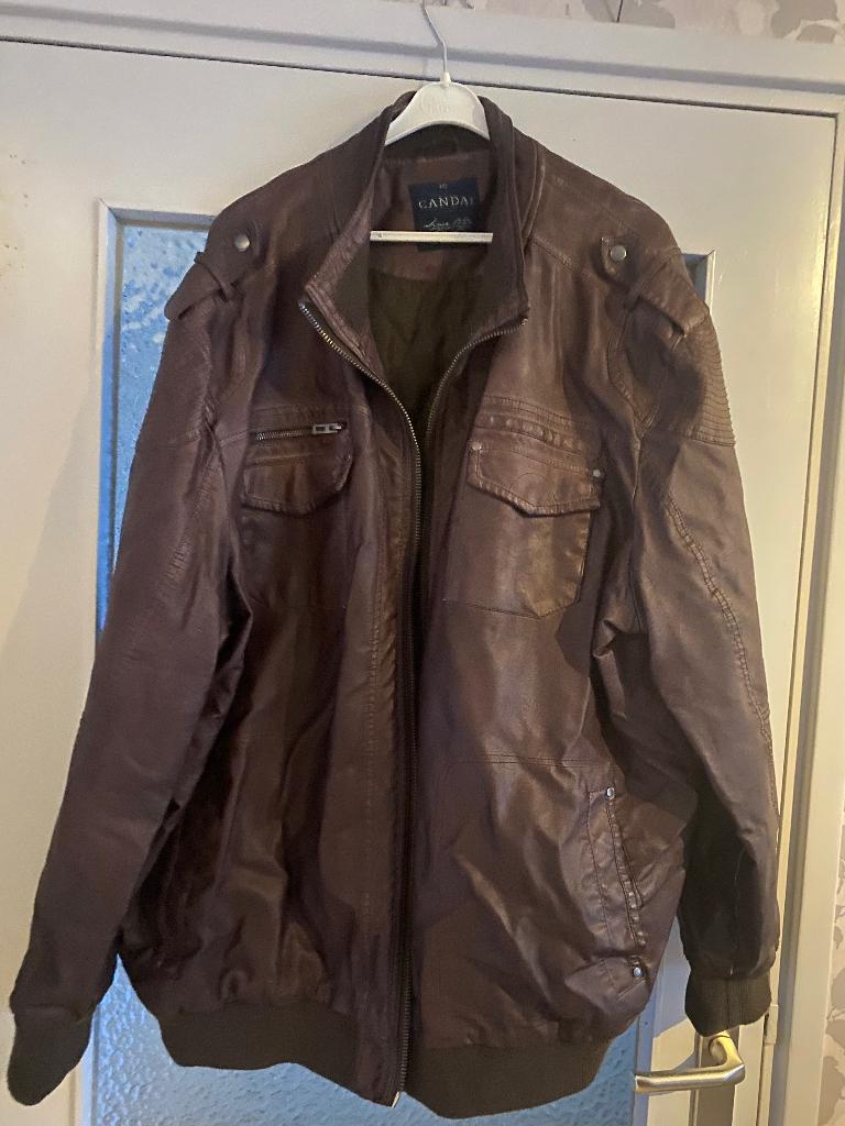 Jas bruin leren stof c & a 4 xl, Ophalen of Verzenden, Zo goed als nieuw, Bruin, Jas of Mantel