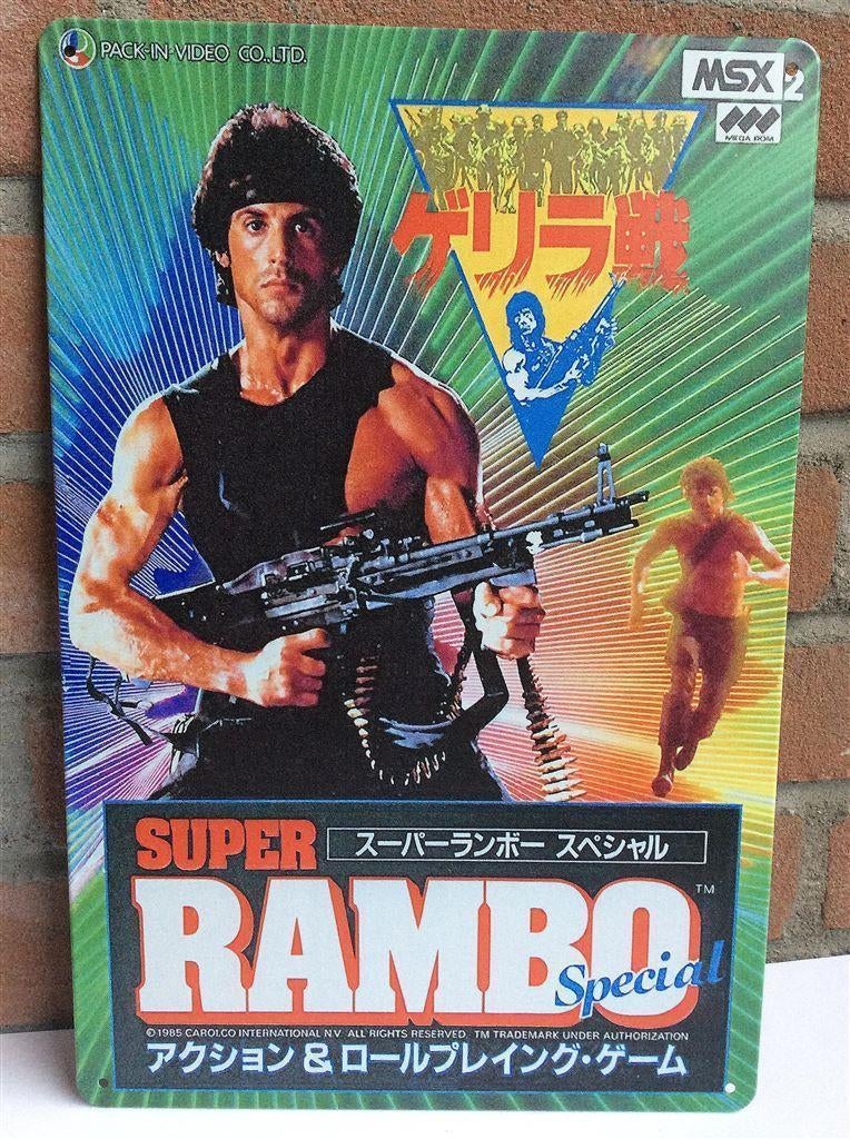 RAMBO Retro MSX 2 Metalen Wandbord Poster |, Ophalen of Verzenden, Nieuw, Film, Foto of Kaart