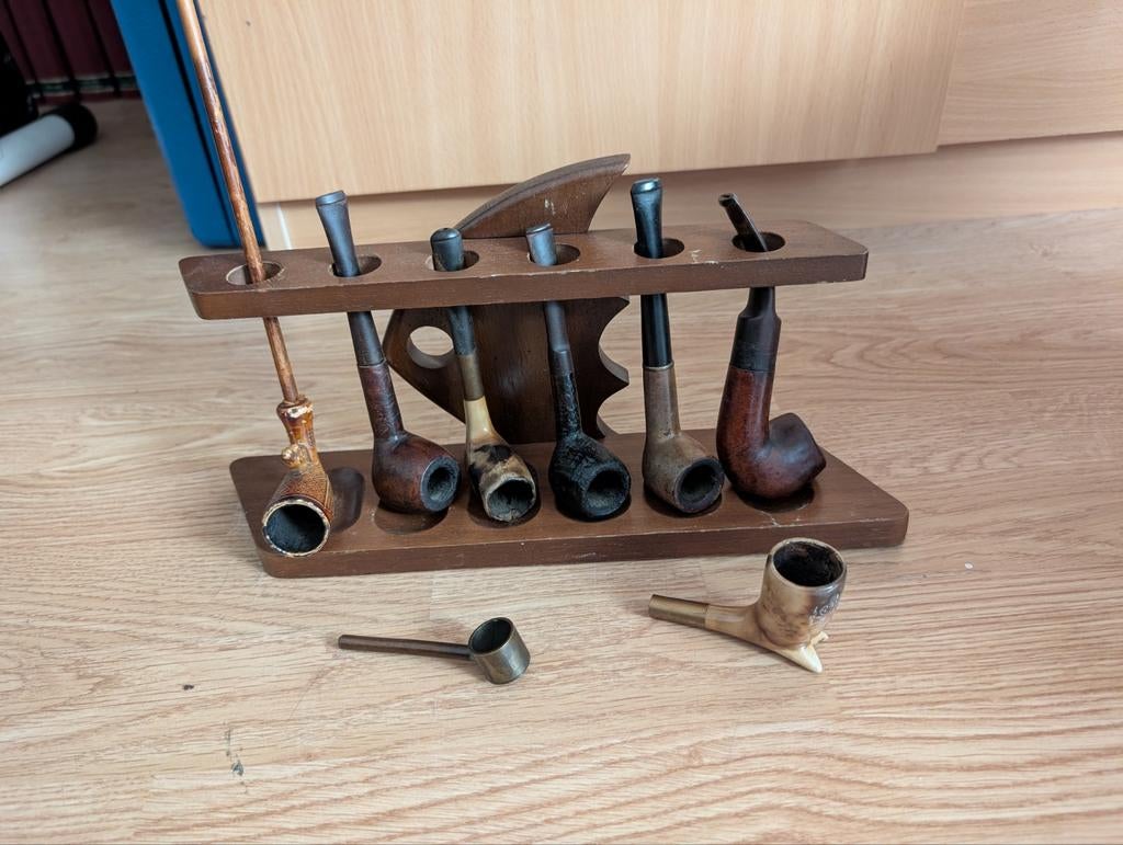 Vintage Pijpenrek met Diverse Pijpen, Verzamelen, Ophalen, Gebruikt, (Water)pijp