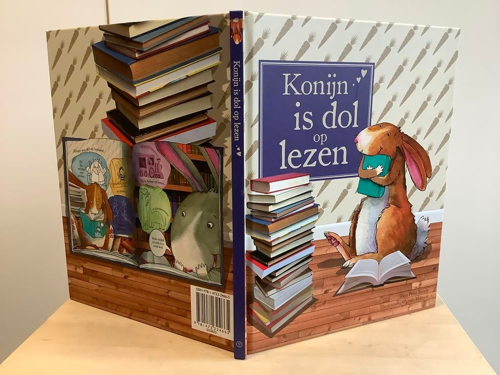 Boek Konijn is dol op lezen grappig leerzaam prikkelt taal, Ophalen of Verzenden, Zo goed als nieuw, 3 tot 4 jaar