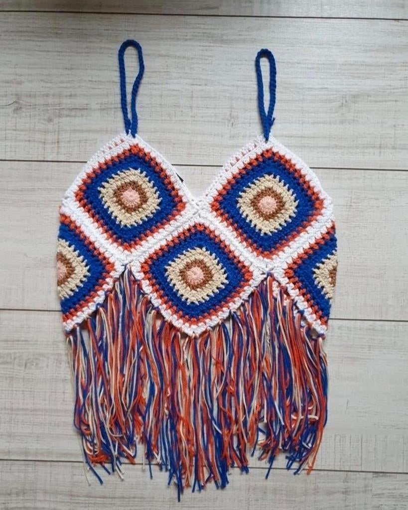 Leuk Ibiza style topje maat S/M, Ophalen of Verzenden, Zo goed als nieuw, Maat 38/40 (M), Zonder mouw