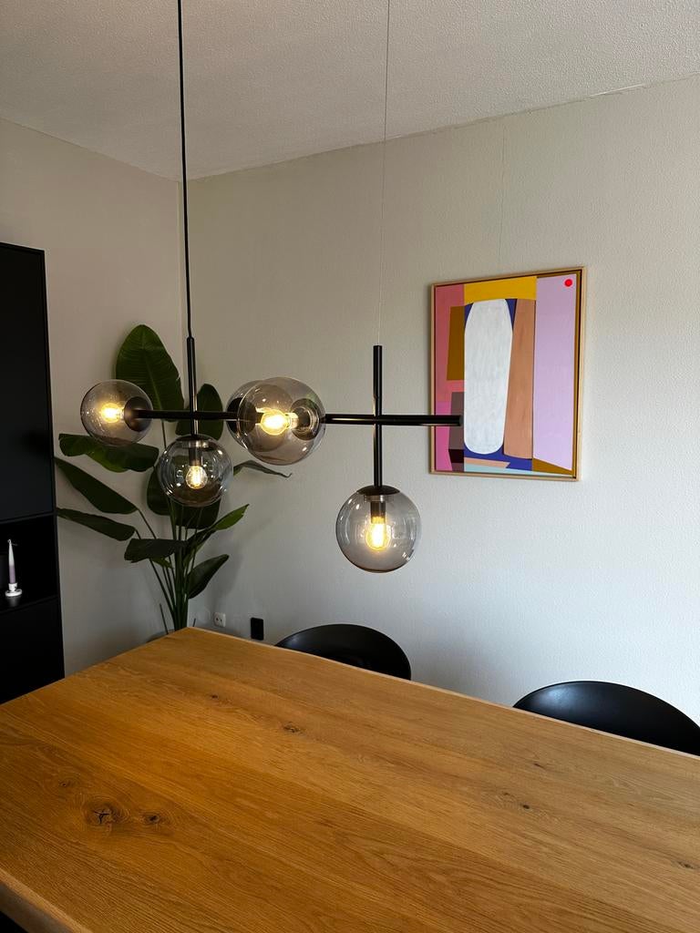 Dyberg Larsen Hanglamp Como zwart Ø93cm E14, Huis en Inrichting, Ophalen of Verzenden, Zo goed als nieuw, Metaal, 75 cm of meer