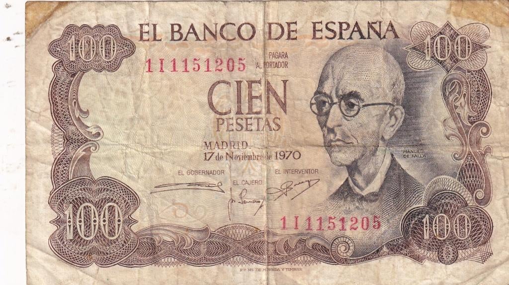 Spanje 100 pesetas 17-11-1970, Postzegels en Munten, Bankbiljetten | Europa | Niet-Eurobiljetten, Verzenden, Overige landen, Los biljet