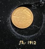 Gouden vijfje 5 gulden munt Wilhelmina uit 1912, Postzegels en Munten, Overige landen, Losse munt, Goud, Overige waardes