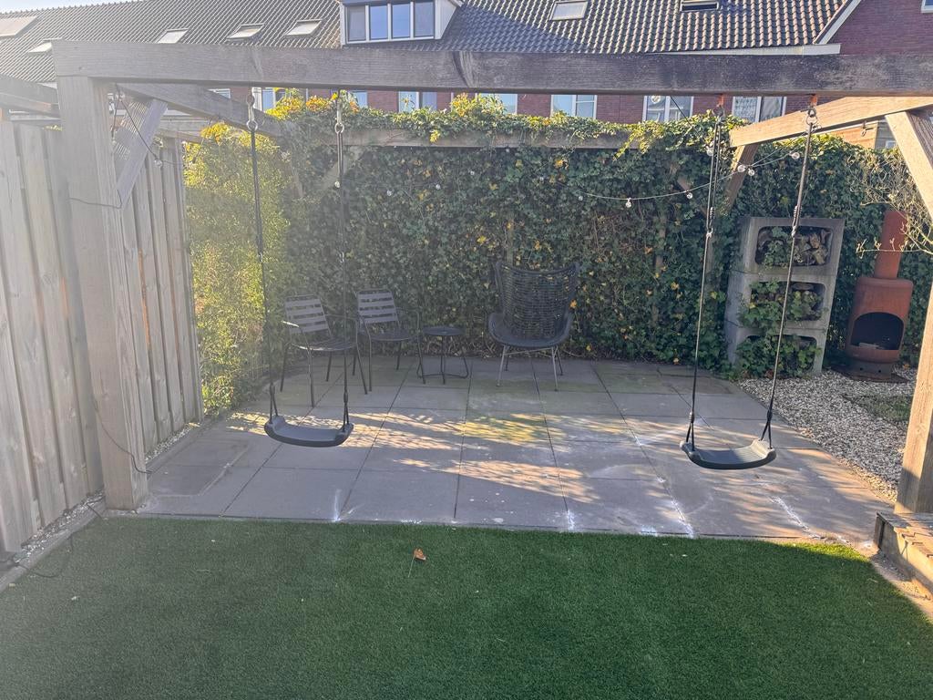 Donkergrijze terrastegels 60x60 cm - 42 stuks, Ophalen, Gebruikt, 10 m² of meer, Beton