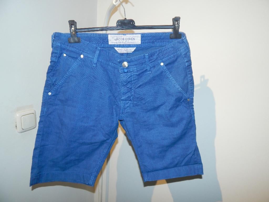 Jacob Cohen korte broek blauw heel fijn ruitje mt 33, Zo goed als nieuw, Jacob Cohen, W33 - W34 (confectie 48/50), Verzenden