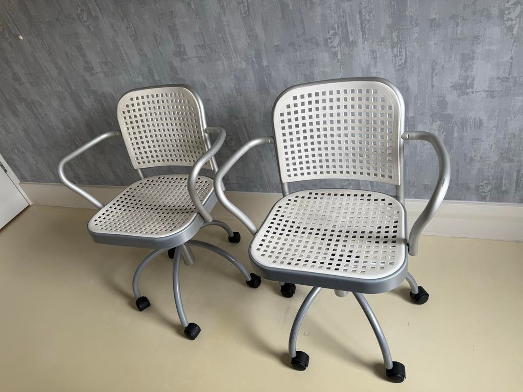 2x DePadova Silver Swivel Chair - Vico Magistretti Design, Ophalen, Gebruikt, Grijs, Bureaustoel