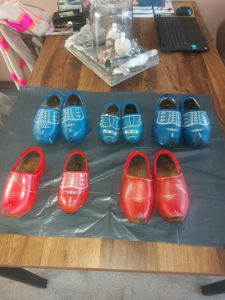 Set van 6 decoratieve klompen (rood en blauw), Ophalen of Verzenden