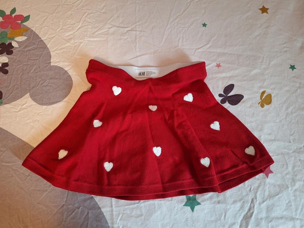H&M Rode Gebreide Rok met Hartjes - Maat 92, Kinderen en Baby's, Kinderkleding | Maat 92, Meisje, H&M, Ophalen of Verzenden, Zo goed als nieuw