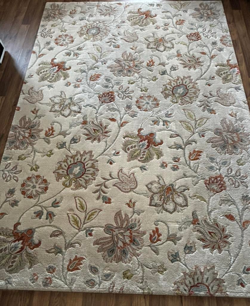 Tapijt kleed carpet fleur cosy 200 x 290 cm bloemen bohemian, Ophalen, Gebruikt, Beige, 200 cm of meer