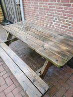 Stevige houten picknicktafel 180x150x75 cm, Ophalen, Gebruikt, Rechthoekig, Hout