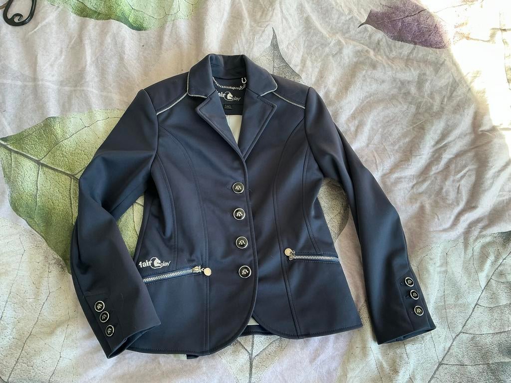 Blauw meisjes wedstrijd jasje maat 140, Dieren en Toebehoren, Paardrijkleding, Bovenkleding, Dressuur, Ophalen of Verzenden