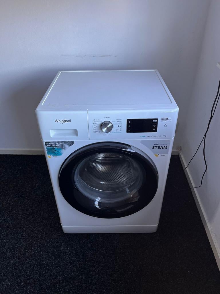 Whirlpool 6th sense 9kg wasmachine, Ophalen, 1200 tot 1600 toeren, 8 tot 10 kg, Zo goed als nieuw