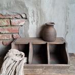 Landelijke houten gruttersbak 3-vak sober 45x18x23cm *Etage3, Huis en Inrichting, ., Nieuw, Ophalen of Verzenden, .