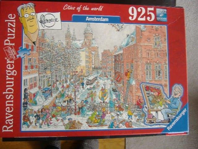 Ravensburger puzzels Cities of the world Amsterdam/ new York, Ophalen of Verzenden, 500 t/m 1500 stukjes, Zo goed als nieuw, Legpuzzel