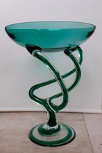 Vintage mondgeblazen groene Jozefina Krosno schaal, Antiek en Kunst, Antiek | Glas en Kristal, Ophalen of Verzenden