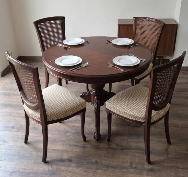 4 klassieke eetkamerstoelen, Huis en Inrichting, Stoelen, Ophalen, Gebruikt, Bruin, Klassiek