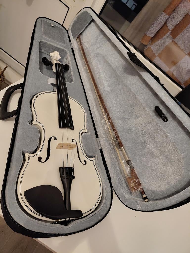 Nieuwe witte viool - 60 cm lang, inclusief koffer, Muziek en Instrumenten, Strijkinstrumenten | Violen en Altviolen, Ophalen, Overige formaten
