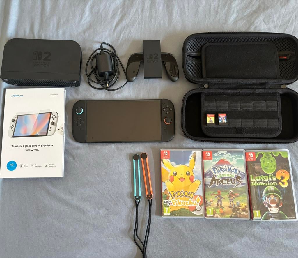 Nintendo Switch 2 + games + accessoires (compleet pakket), Ophalen, Zo goed als nieuw, Zwart, Overige modellen
