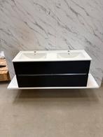 Badmeubel 120cm zwart eiken met keramische wastafel