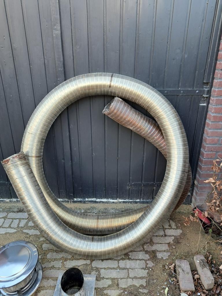Flexibel rookkanaal 150 mm 6 m1 incl. Trekkap en verloop rvs, Ophalen, Afzuiger