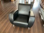 Zwarte leren fauteuil, Ophalen, Zo goed als nieuw, Modern
