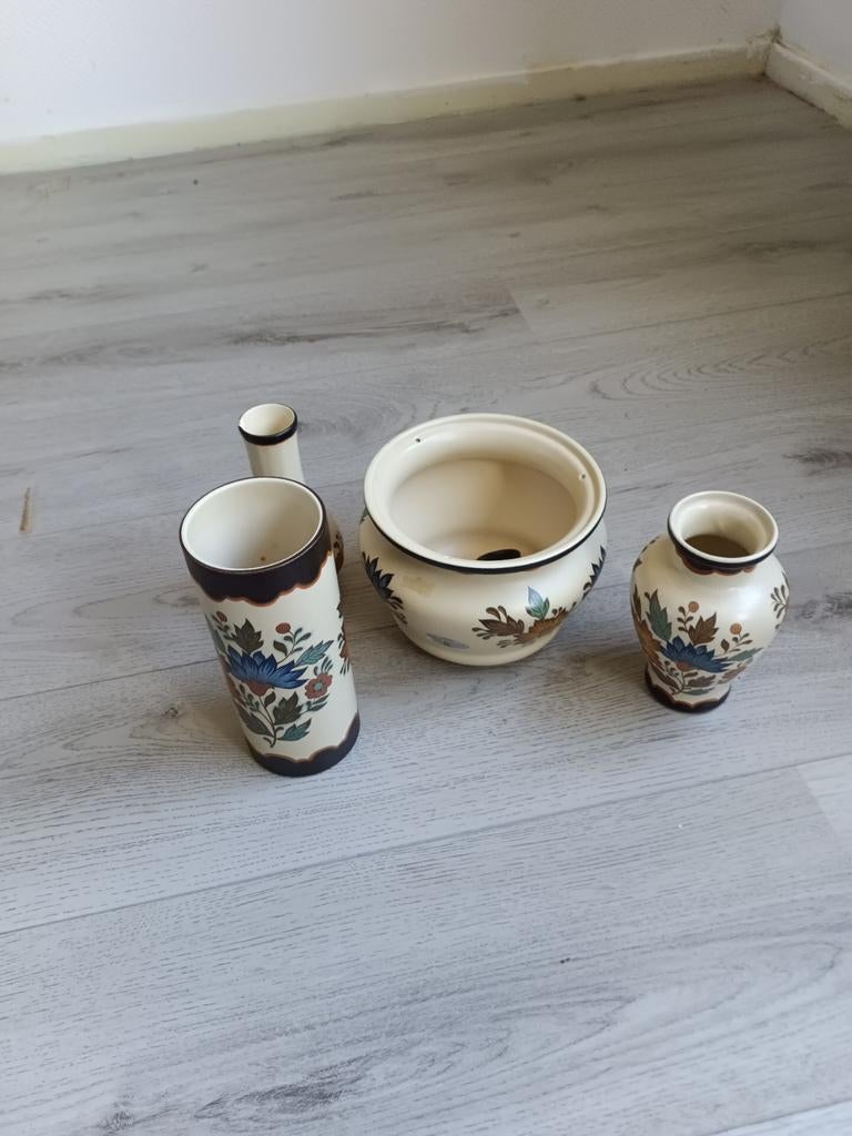 Flora Gouda Plateel Set: - Hollands Handw, Ophalen of Verzenden