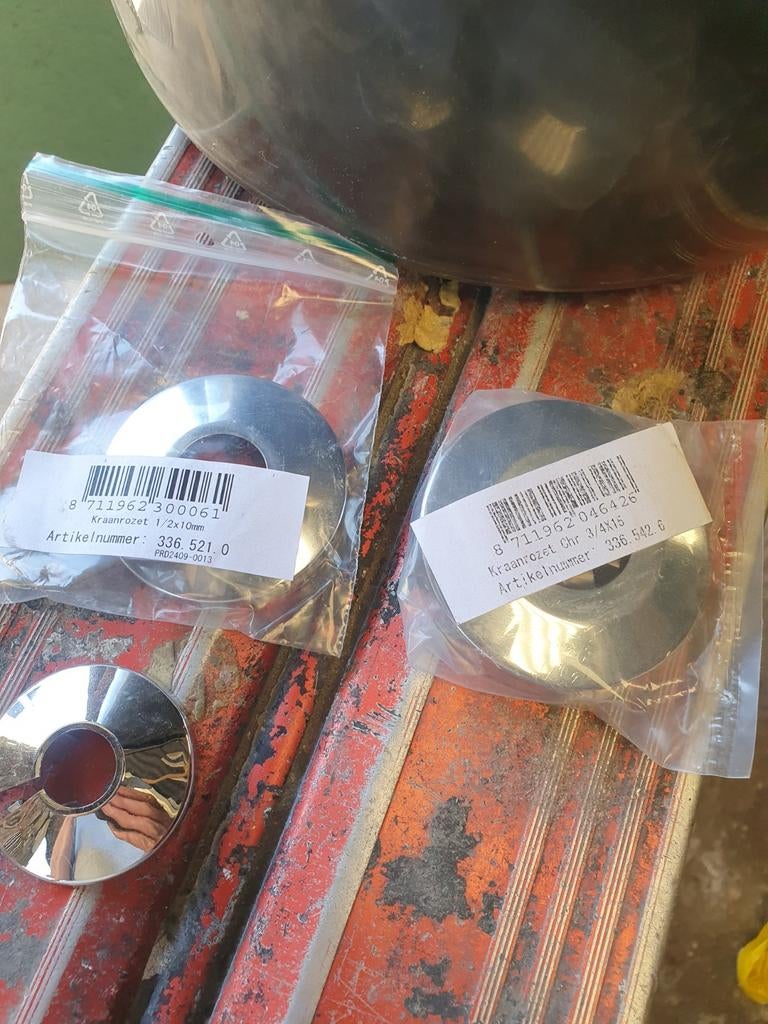 Kraanrozet Chroom 1/2x10mm en 3/4x15mm, Ophalen, Nieuw, Chroom