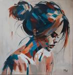 Abstract schilderij vrouw 60x60, Ophalen of Verzenden