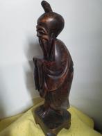8923) antiek Chinees  houten beeld visser hoog  40cm, Antiek en Kunst, Ophalen of Verzenden