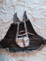 Babydoll french maid, Ophalen of Verzenden, Zwart, Nachtkleding