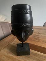 Decoratieve Afrikaanse Hoofd Sculptuur Zwart, Ophalen of Verzenden
