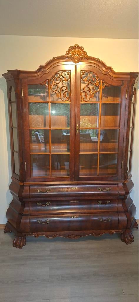 Barok Vitrinekast (Zilverenkast) - 227x195x40cm, Huis en Inrichting, Kasten | Vitrinekasten, Ophalen, Zo goed als nieuw, 25 tot 50 cm
