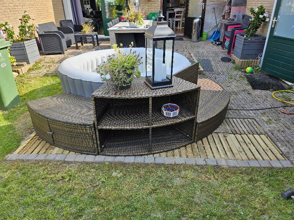 Spa opbergset/bankje voor om de jacuzzi, Ophalen, Zo goed als nieuw, Vast