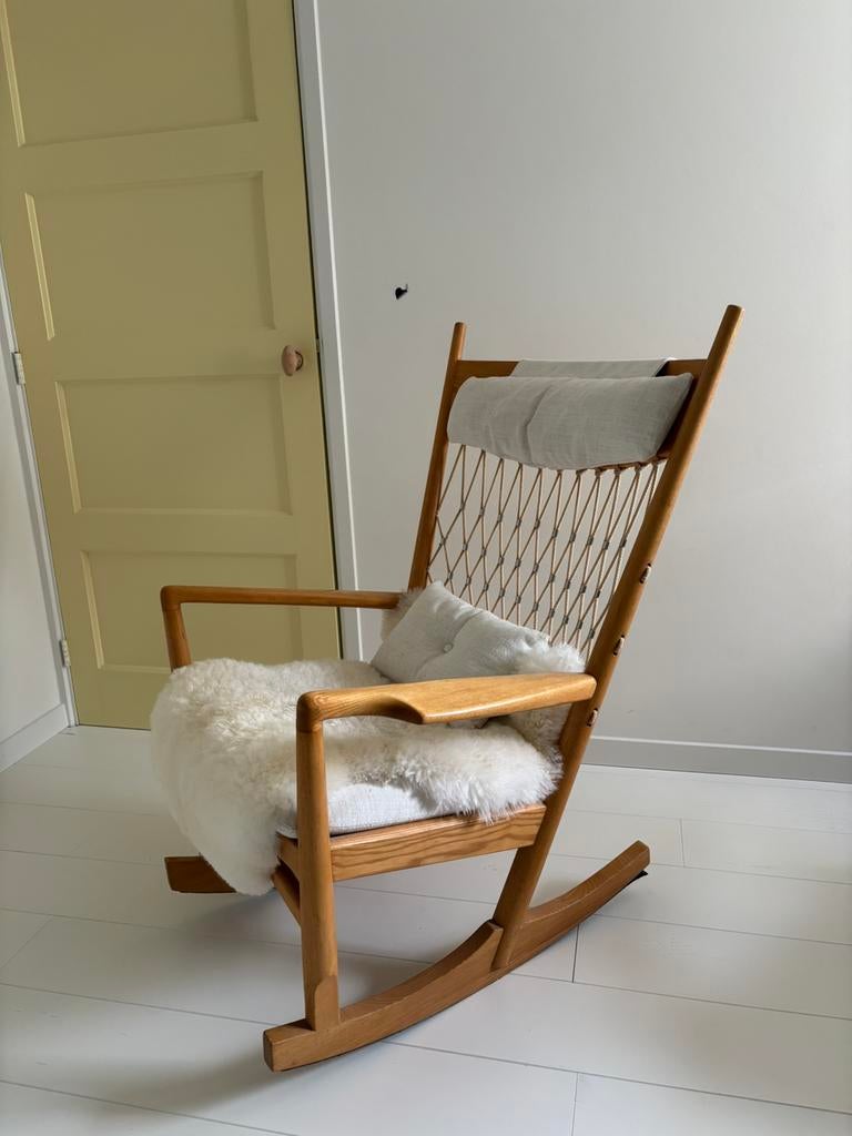 Design Fauteuil Schommelstoel Loods 5, Ophalen, Zo goed als nieuw, 75 tot 100 cm, Hout