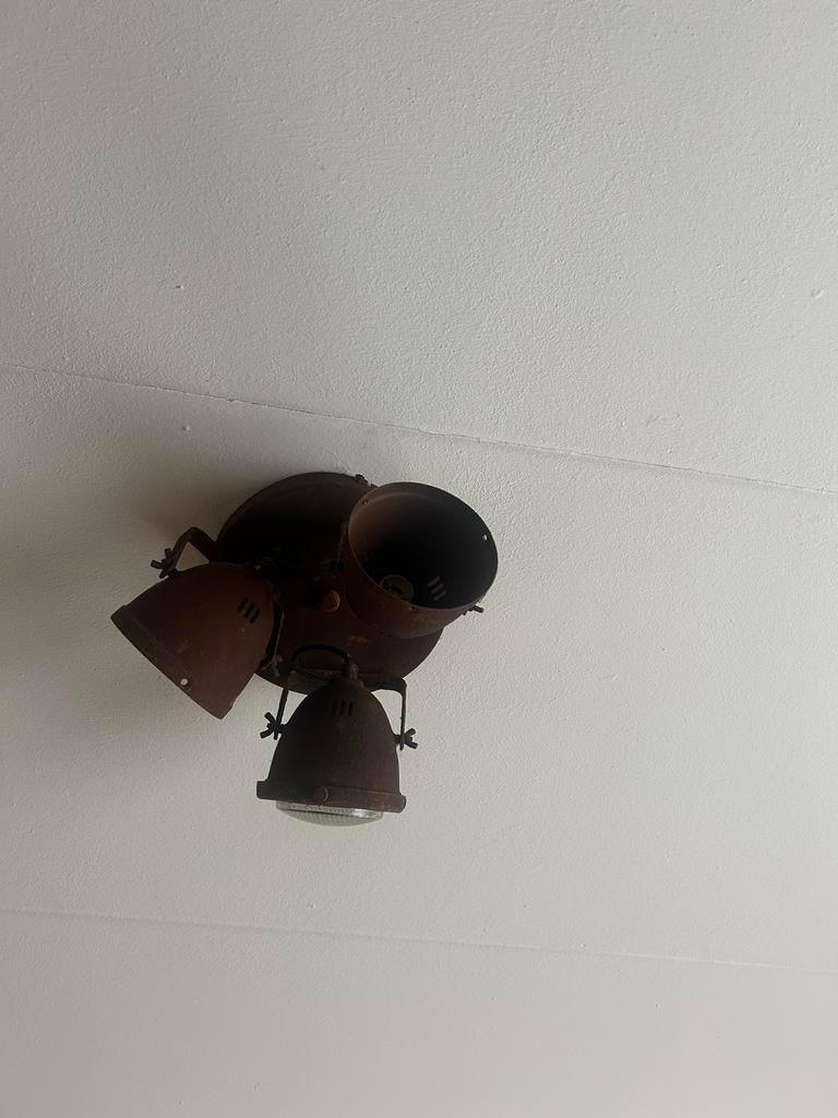 Industriële Roestlamp - Plafondspot/Wandspot, Ophalen, Zo goed als nieuw, Metaal of Aluminium, Plafondspot of Wandspot