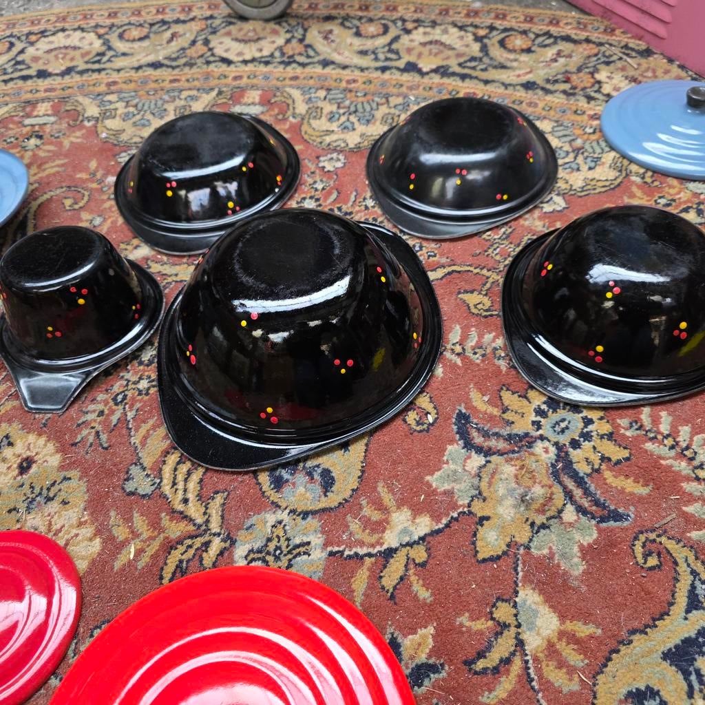 Dru confetti emaille servies, set van vijf schalen., Ophalen of Verzenden