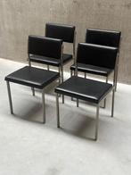 Vintage Brabantia Eetkamerstoelen - Jaren '60 Mid-Century, Gebruikt, Zwart, Ophalen of Verzenden, Vier